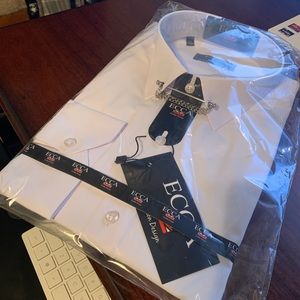 NWT Men’s pin collar long sleeved dress shirt with pin size xl -English fit